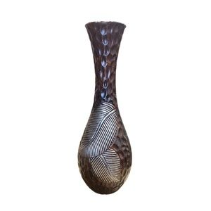 ***SOLD*** Rare Handcrafted Wood Carved  Rhythmic Divot Design Carved Leaves